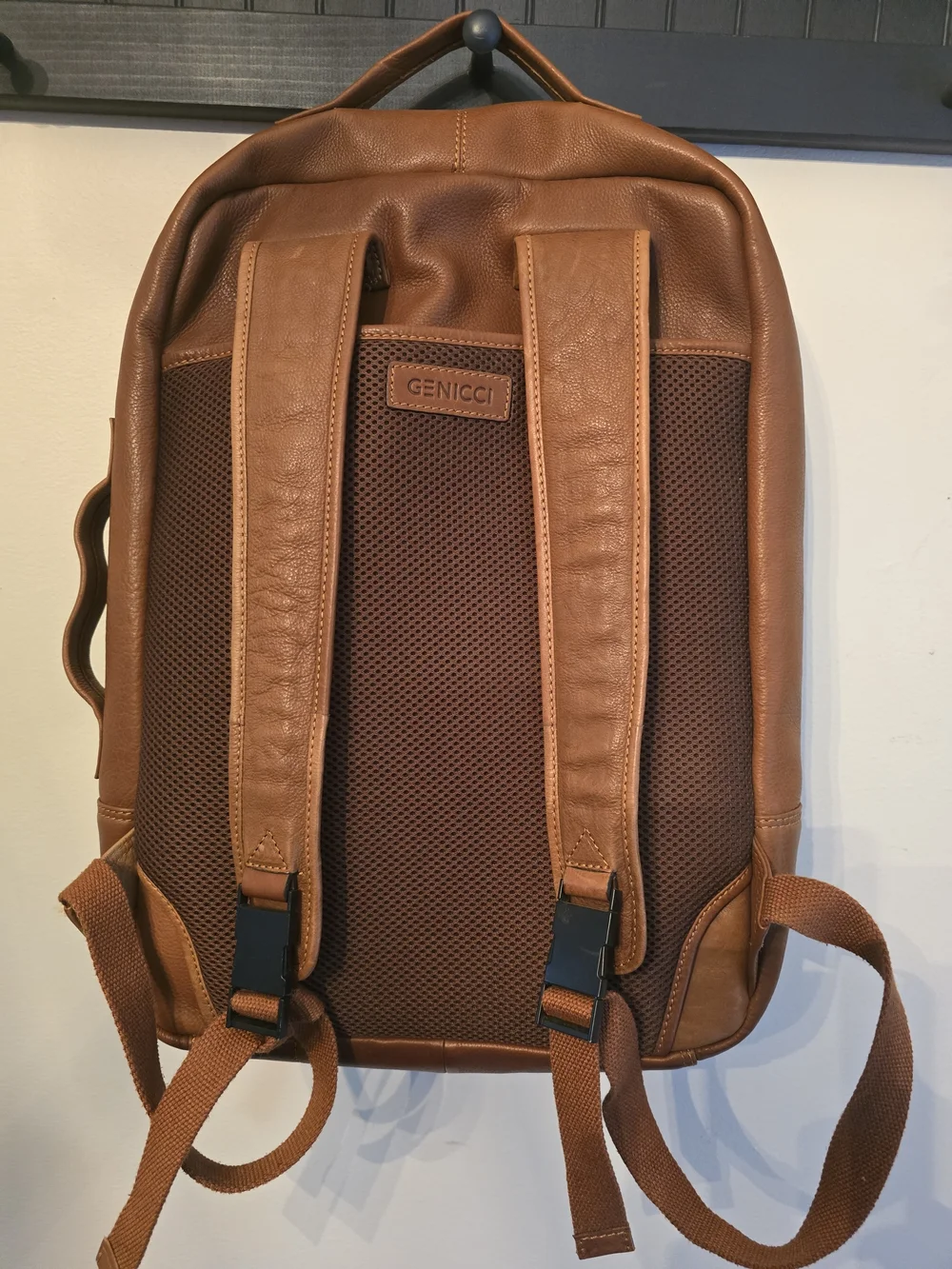 GENICCI Tan Leather-Style Men's Backpack